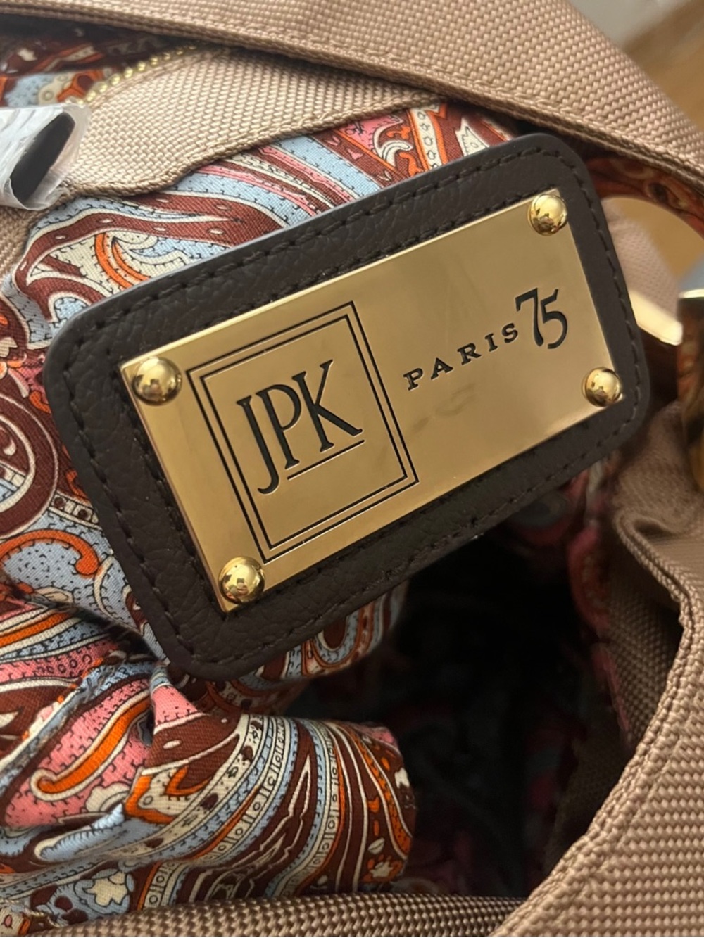 JPK Jean-Pierre Paris 75 Designer Tan Shoulder Bag with Gold Hardware - Picture 5 of 6